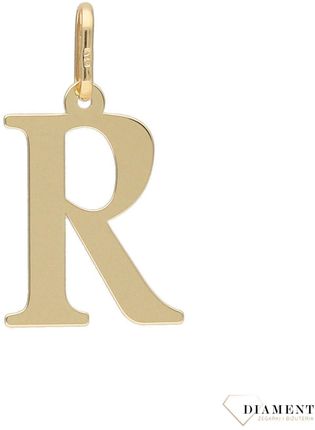 Złota zawieszka literka R 2 cm