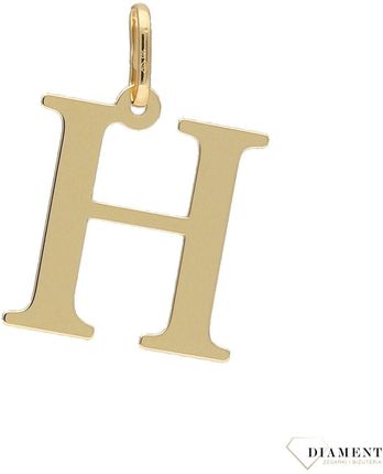 Złota zawieszka literka H 2 cm
