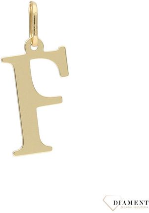 Złota zawieszka literka F 2 cm