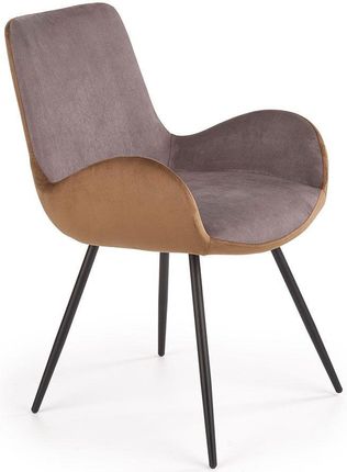 Elior Nowoczesne tapicerowane krzesło Bueno popielaty + brązowy