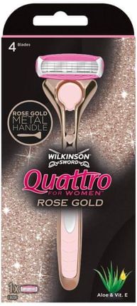 Wilkinson Sword Maszynka Do Golenia Damska Quattro For Women Rose Gold + 1 Wymienna Głowica 