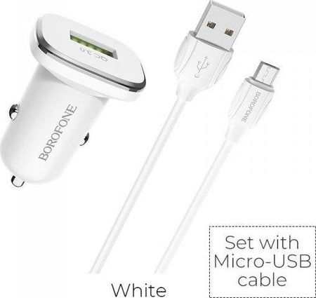 Borofone z kablem micro USB 1m Biały (BZ12A)