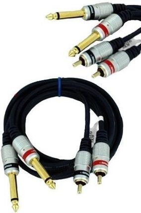 Kabel 2x Wtyk Jack Mono 6,3 / 2x RCA Cinch VITALCO MK50 3m