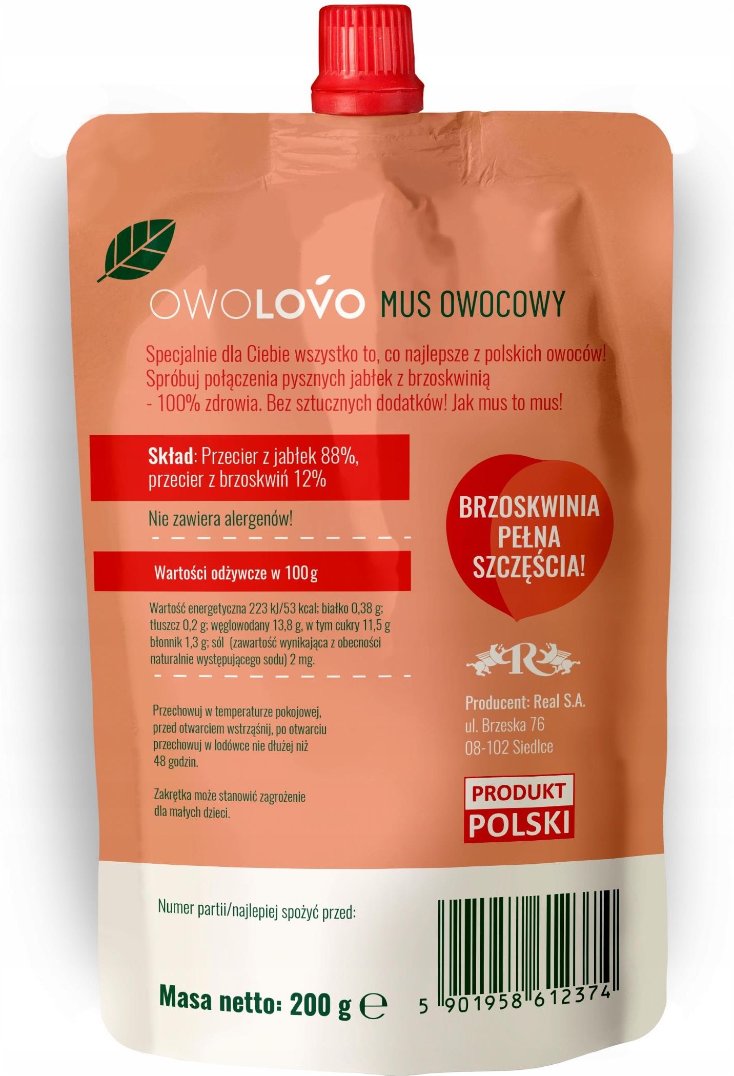 Owolovo * Mus brzoskwiniowo-jabłkowy 200g