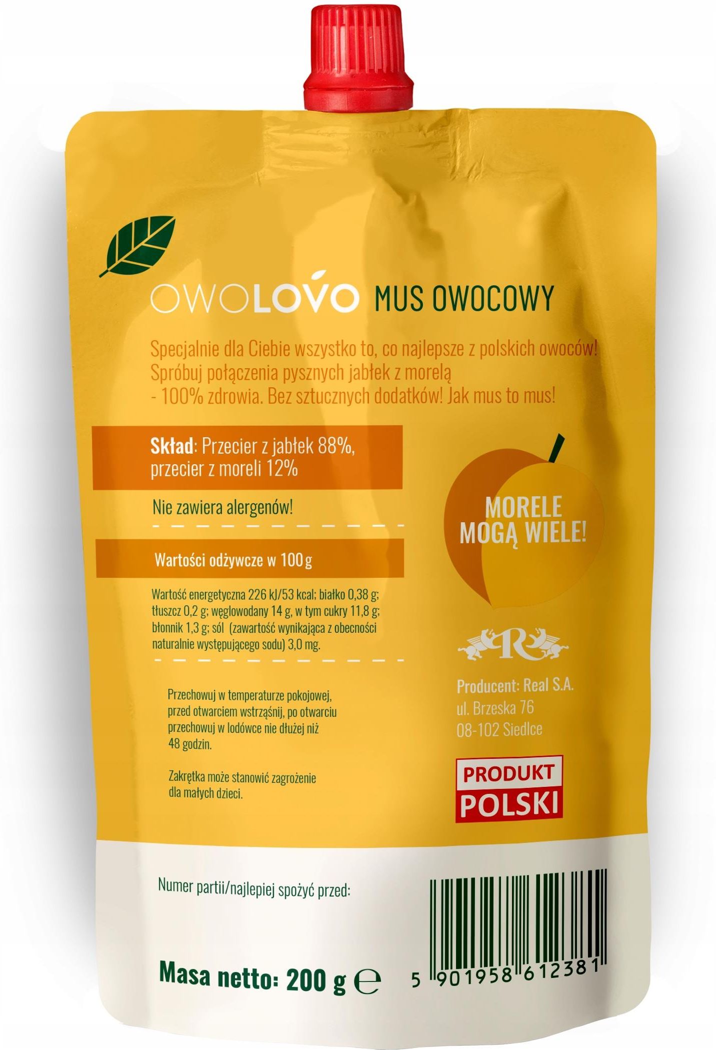 Owolovo * Mus morelowo jabłkowy 200g