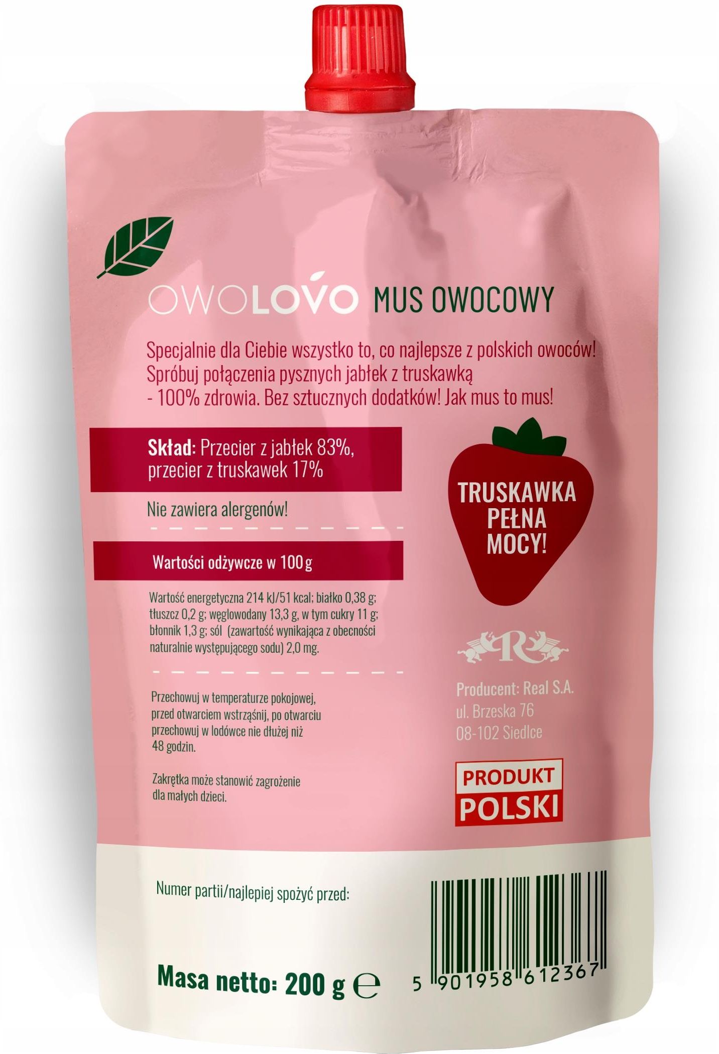 Owolovo * Mus truskawkowo-jabłkowy 200g