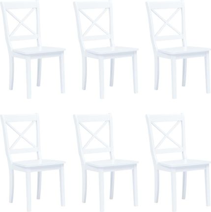 vidaXL Krzesła Jadalniane 6 Szt Białe Lite Drewno Kauczukowca 277543