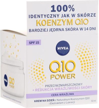 Krem Nivea nawilżający Przeciwzmarszczkowy Do Skóry Wrażliwej Q10 Power Anti-Wrinkle Day Cream Spf15 na dzień 50ml