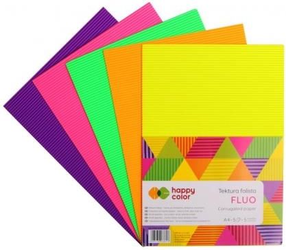 Happy Color Tektura Falista "Fluo" A4 5 Kolorów (2030Fluo)
