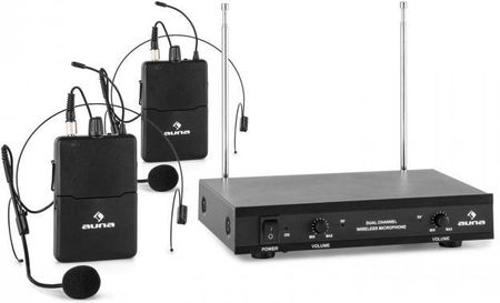 Auna Vhf-2-Hs 2-Kanałowy Radiowy Zestaw Mikrofonowy Vhf 2X Mikrofon Nagłowny Zas