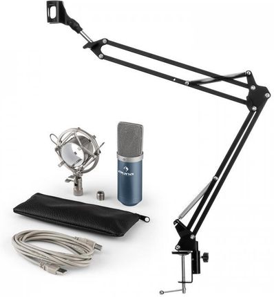Auna Mic-900Bl Usbzestaw Mikrofonowy V3 Mikrofon Pojemnościowy + Ramię Sterujące Do Mikrofonu Nerka Niebieski