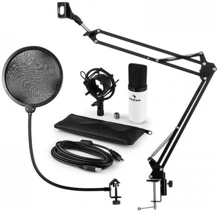 Auna Mic-900Wh Usb Zestaw Mikrofonowy V4 Mikrofon Pojemnościowy Pop Fitr Ramię Sterujące Do Mikrofonu Biały