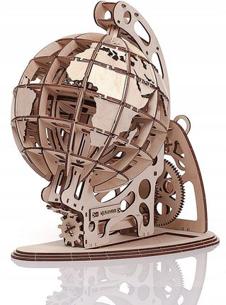 Globus  Mechaniczne Drewniane Puzzle 3D