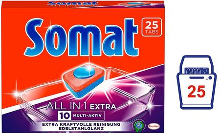 Tabletki do zmywarki Somat 10 Extra in 1, wyjątkowo wydajne czyszczenie i połysk, 25 sztuk