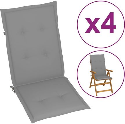 vidaXL Poduszki na krzesła ogrodowe 4 szt. szare 120x50x3cm 43180