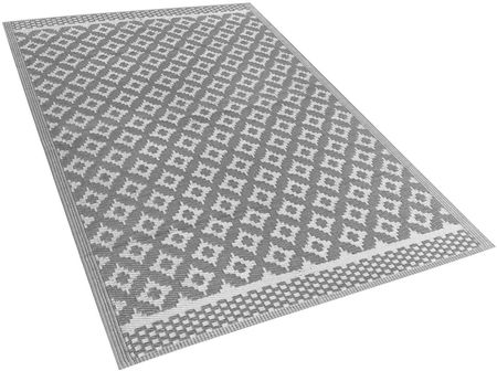 Beliani Wzorzysty dywan zewnętrzny z tworzywa z recyklingu 120 x 180 cm szary Thane