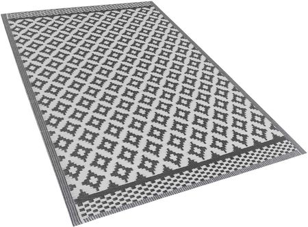Beliani Wzorzysty dywan zewnętrzny z tworzywa z recyklingu 120 x 180 cm czarny Thane