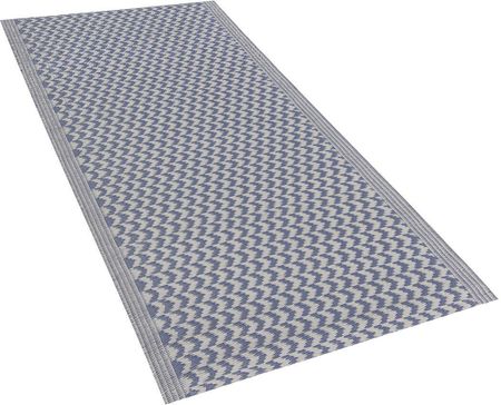 Beliani Dywan zewnętrzny niebieski materiał syntetyczny 60 x 90 cm wzór w jodełkę Mango