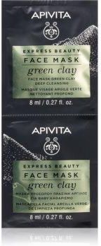 Apivita Express Beauty Green Clay Oczyszczająca I Wygładzająca Maska Z Zielonej Glinki 2 X 8 Ml