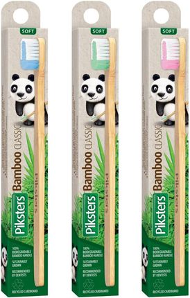 Piksters Bamboo Classic Bambusowa Szczoteczka Do Zębów W 100% Biodegradowalna