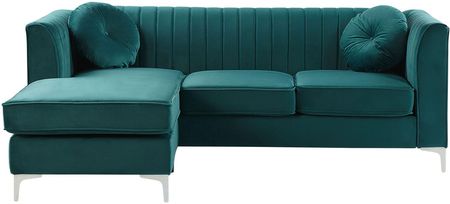 Beliani Narożnik zielony glam welurowy dodatkowe poduszki prawostronny 3-osobowy Timra