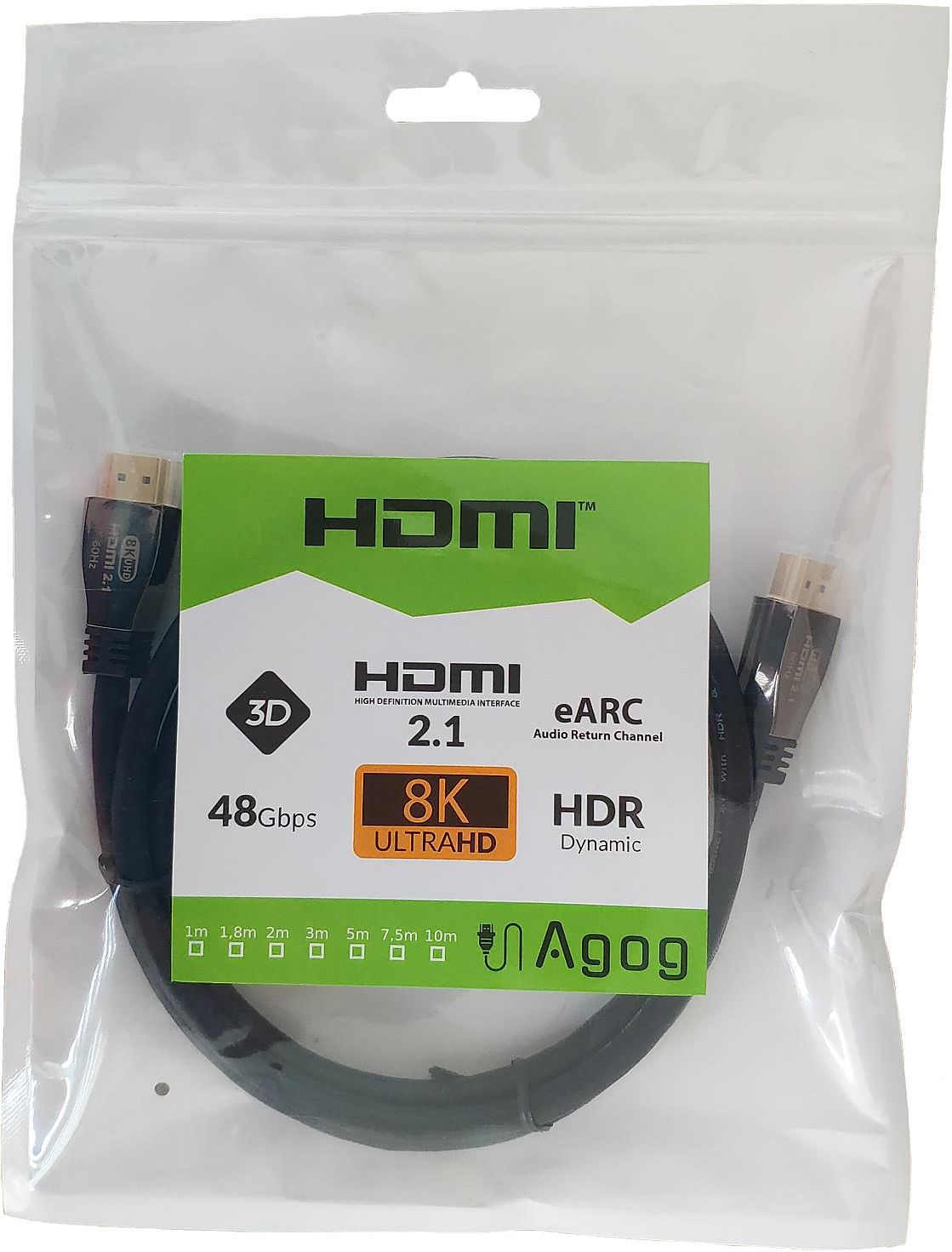 Agog Kabel HDMI 2.1 Ultra High Speed 8K 60Hz 4K@120Hz HDR X-87 3M - zdjęcie 7 Agog Kabel HDMI 2.1 Ultra High Speed 8K 60Hz 4K@120Hz HDR X-87 3M