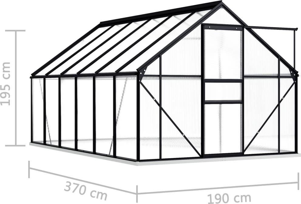 VidaXL Szklarnia z ramą podstawy antracytowa aluminium 225m³ (48218)