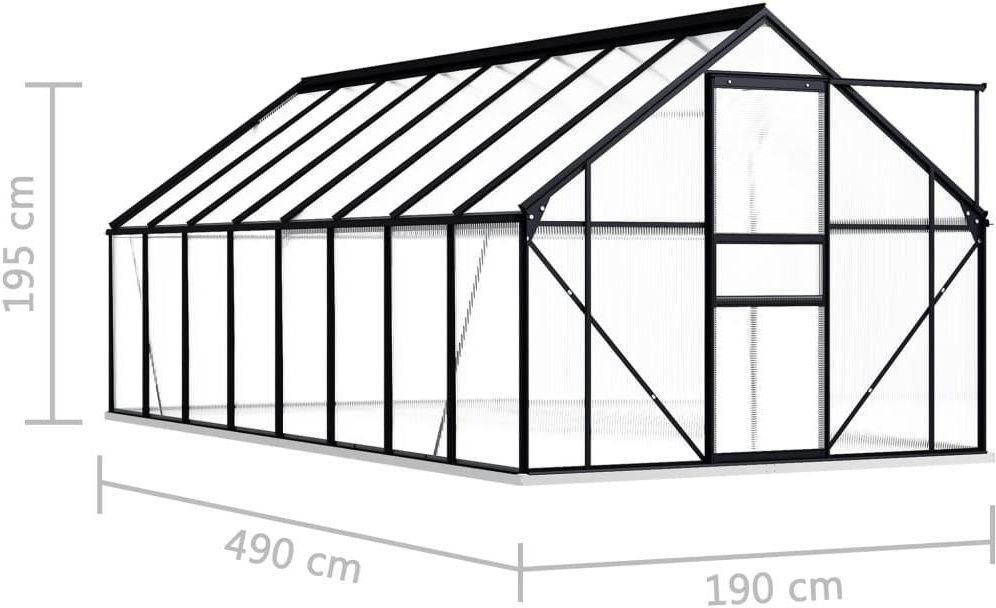 VidaXL Szklarnia z ramą podstawy antracytowa aluminium (48220) - zdjęcie 2 VidaXL Szklarnia z ramą podstawy antracytowa aluminium (48220)