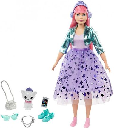Barbie Barbie Princess Adventure Przygody Księżniczek Lalka księżniczka Daisy z kotkiem i akcesoriami GML75 GML77