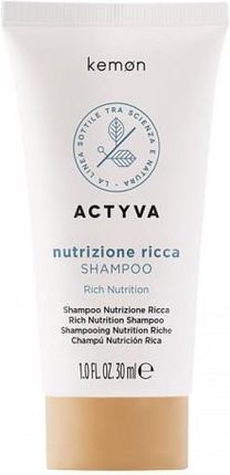 Kemon Actyva Nutrizione Ricca Shampoo Szampon Do Włosów Bardzo Suchych I Suchej Skóry Głowy 30 ml