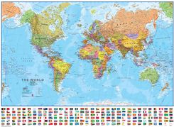 Maps International Świat. Mapa ścienna polityczna świata z flagami 1:30 000 000