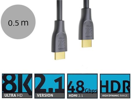 Sonero X-PHC110-005 - Kabel HDMI 2.1, pełny sygnał 8K, 48Gb, 0.5 metra