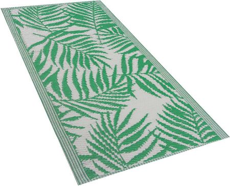 Beliani Dywan zewnętrzny dwustronny 60 x 105 cm liście palmowe zielony Kota