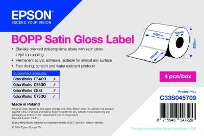 Epson etykiety BOPP wysoki połysk, satynowane 102x152mm 960 etykiet C33S045709