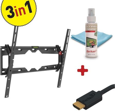 BARKAN  3 IN 1 COMBO: FLAT /CURVED TV WALL MOUNT + SCREEN CLEANER + HDMI CABLE + WALL MOUNT, TILT, 29-65 ", MAXIMUM WEIGHT ( W STREFIE KOMFORTU CM310+