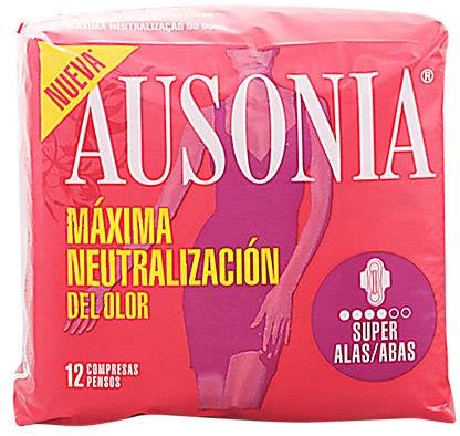 Ausonia Super Plus Ze Skrzydłami Podpaski Higieniczne 12 Sztuk