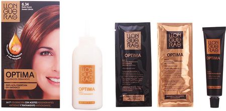 Llongueras Optima Permanentny kolor włosów fraba Bez amoniaku 6,34 Ciemny złoty miedziany blond