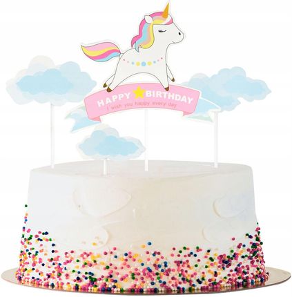 Topper na tort Happy Birthday Jednorożec dekoracja