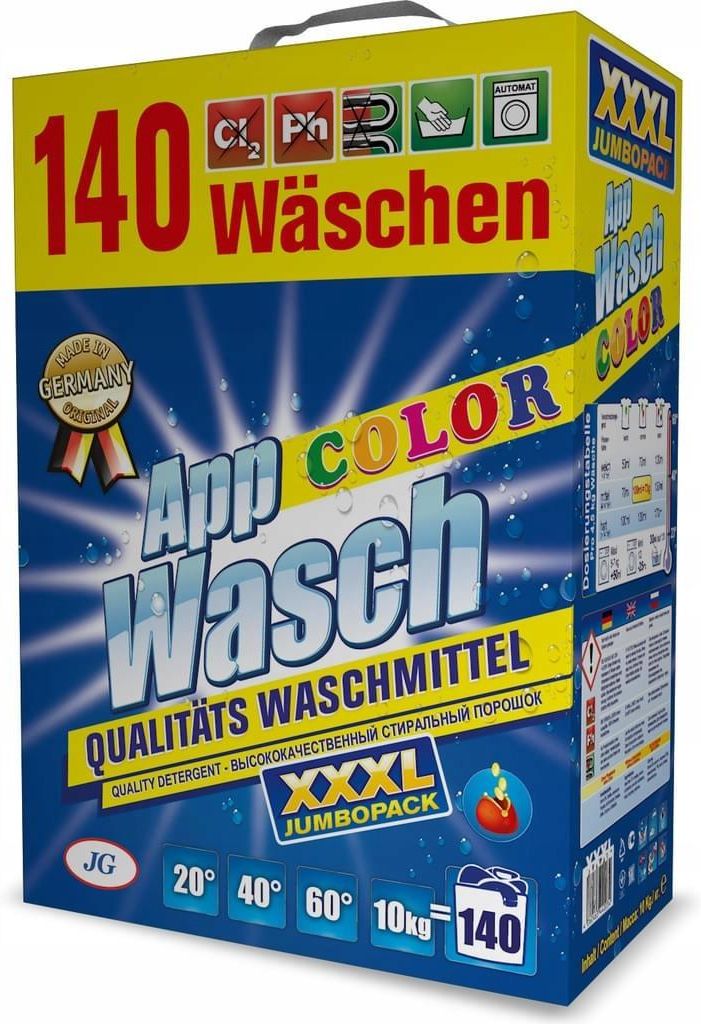 Niemiecki proszek do prania App Wasch 10 kg 140 p - Opinie i atrakcyjne