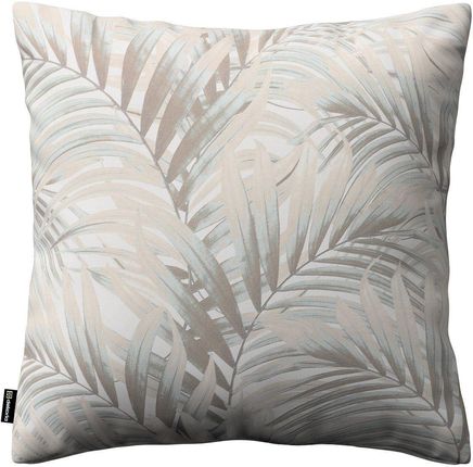 Dekoria Poszewka Kinga na poduszkę beżowo kremowe liście palmy na białym tle w 43×43 cm Gardenia