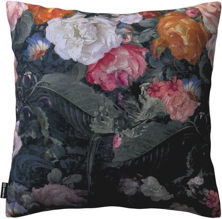 Dekoria Poszewka Kinga na poduszkę wielobarwne kwiaty na ciemnym tle 43×43 cm Gardenia