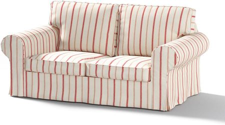 Dekoria Pokrowiec na sofę Ektorp 2 osobową rozkładaną ecru tło czerwone paski 200×90×73 cm Avinon