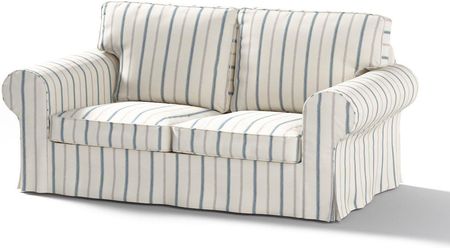 Dekoria Pokrowiec na sofę Ektorp 2 osobową rozkładaną ecru tło niebieskie paski 200×90×73 cm Avinon