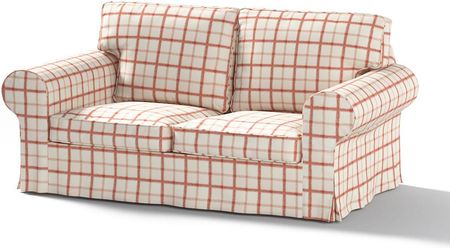Dekoria Pokrowiec na sofę Ektorp 2 osobową rozkładaną ecru tło czerwona kratka 200×90×73 cm Avinon