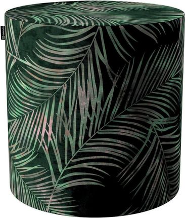 Dekoria Puf Barrel zielony w liście 40 wys. 40 cm Velvet