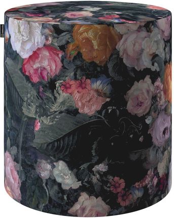 Dekoria Puf Barrel wielobarwne kwiaty na ciemnym tle 40 wys. 40 cm Gardenia