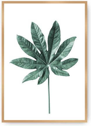 Dekoria Plakat Leaf Emerald Green 21×30 cm Ramka: Złota