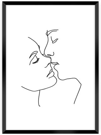 Dekoria Plakat Kiss Line 21×30 cm Ramka: Czarna