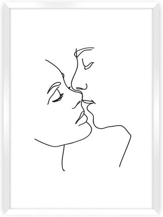 Dekoria Plakat Kiss Line 30×40 cm Ramka: Biała