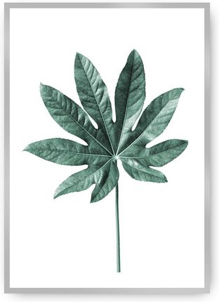 Dekoria Plakat Leaf Emerald Green 40×50 cm Ramka: Srebrna